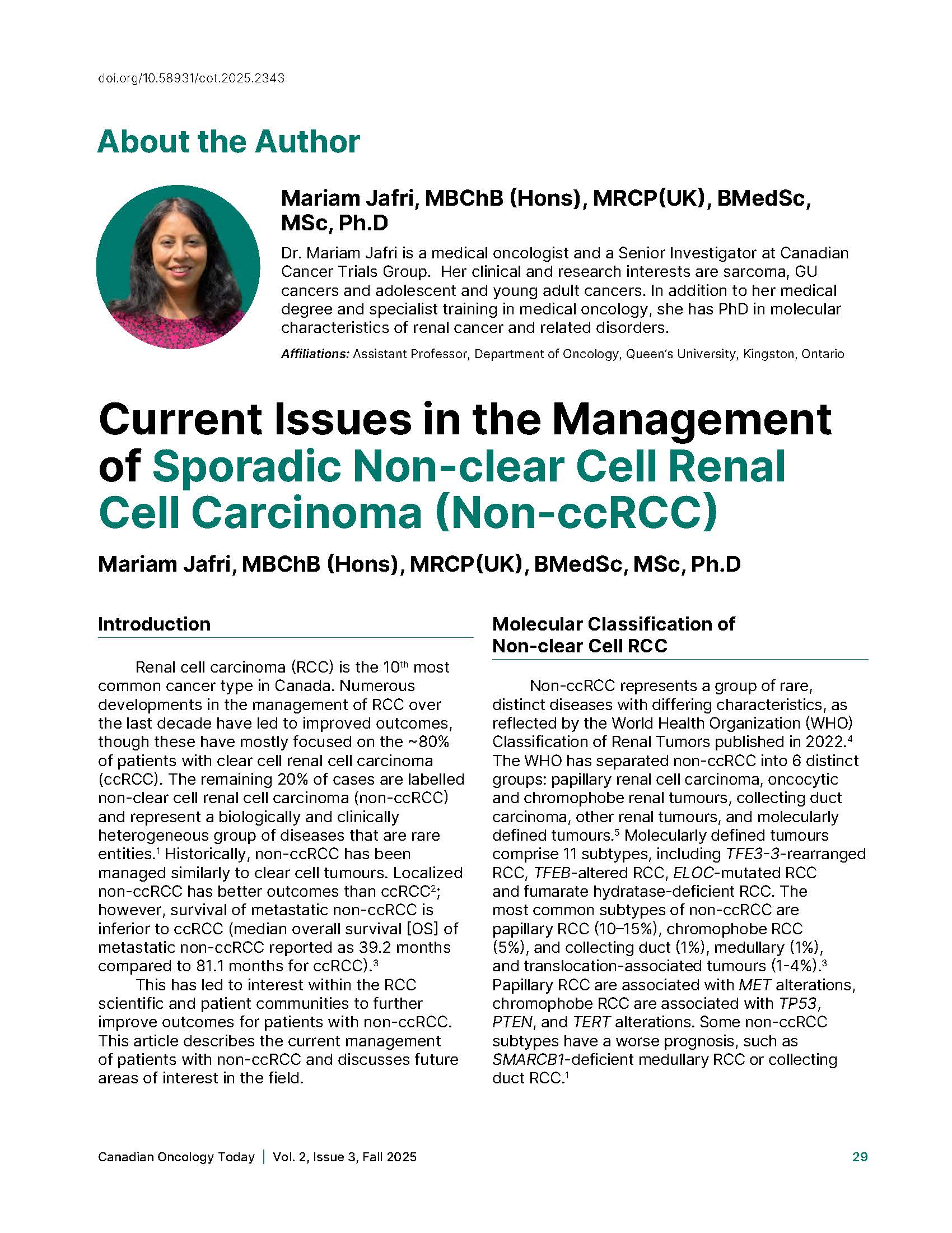 Current Issues in the Management of Sporadic Non-clear Cell Renal Cell ...